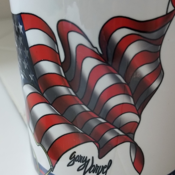 American flag/God Bless America White Large Ceramic Coffee Mug - Picture 3 of 8